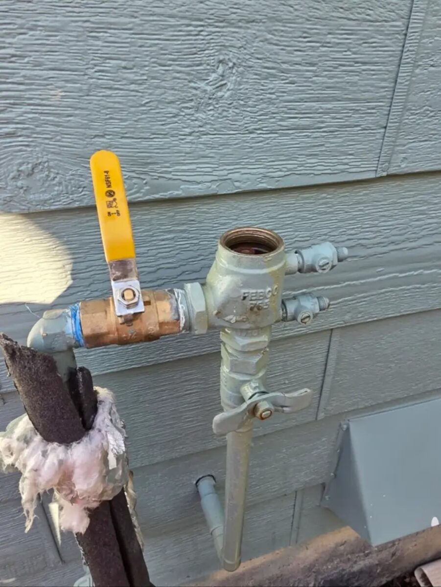 Ball valve and backflow device serviced at the house, ready for spring start up.