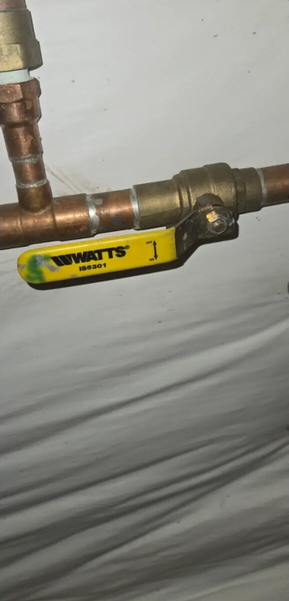 Irrigation shut-off valve isolated at the main before a fall blow out.